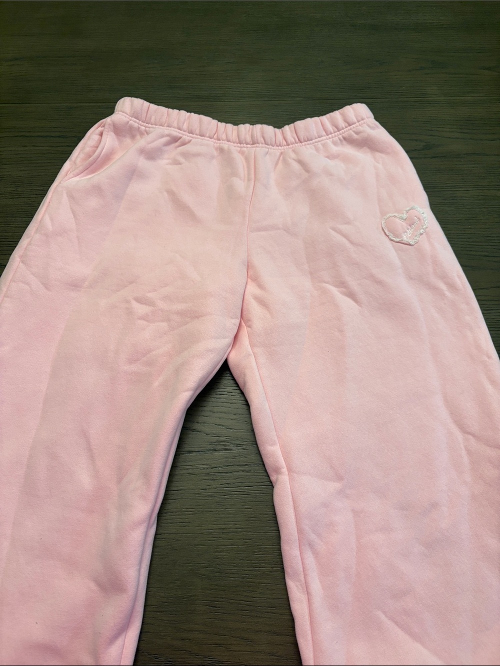 Woman’s Pink Heart Embroidered Sweatpants